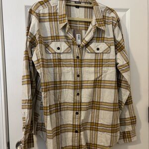 Patagonia Flannel Button Down Shirt - Yellow and Cream Plaid